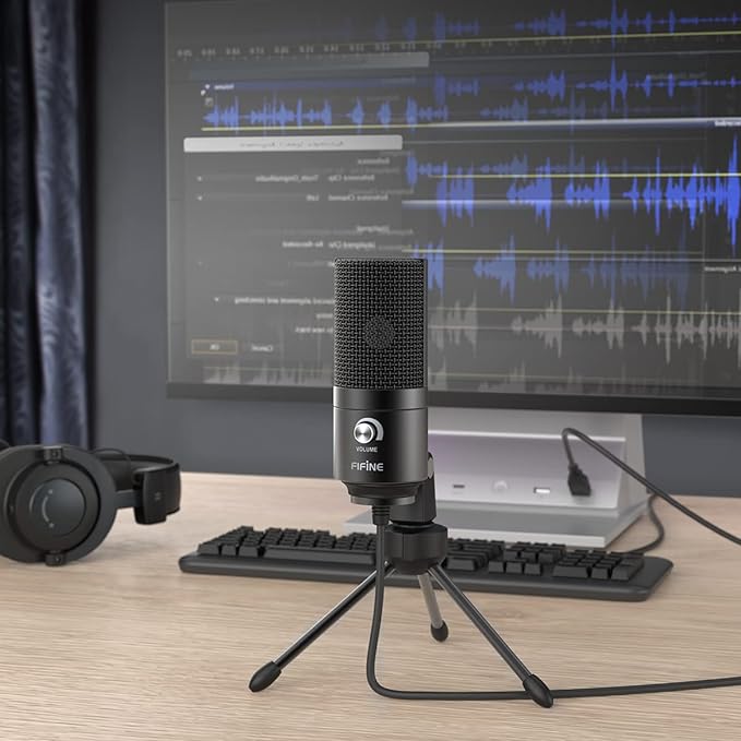 FIFINE USB PC Microphone, Computer Recording Condenser Microphone for Vocal Voice-Over Podcast, Studio Desktop Metal Mic with Gain Knob, Compatible with Mac Windows Zoom, Black Studio Mic-K669B - Image 2