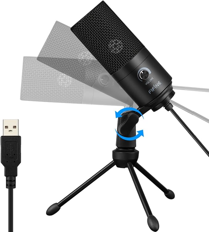FIFINE USB PC Microphone, Computer Recording Condenser Microphone for Vocal Voice-Over Podcast, Studio Desktop Metal Mic with Gain Knob, Compatible with Mac Windows Zoom, Black Studio Mic-K669B - Image 4