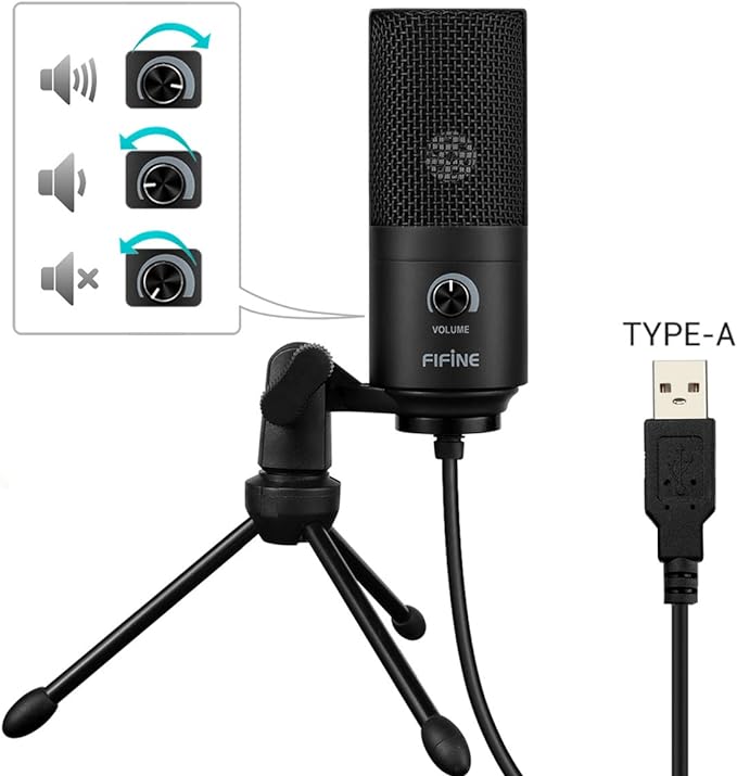 FIFINE USB PC Microphone, Computer Recording Condenser Microphone for Vocal Voice-Over Podcast, Studio Desktop Metal Mic with Gain Knob, Compatible with Mac Windows Zoom, Black Studio Mic-K669B - Image 5