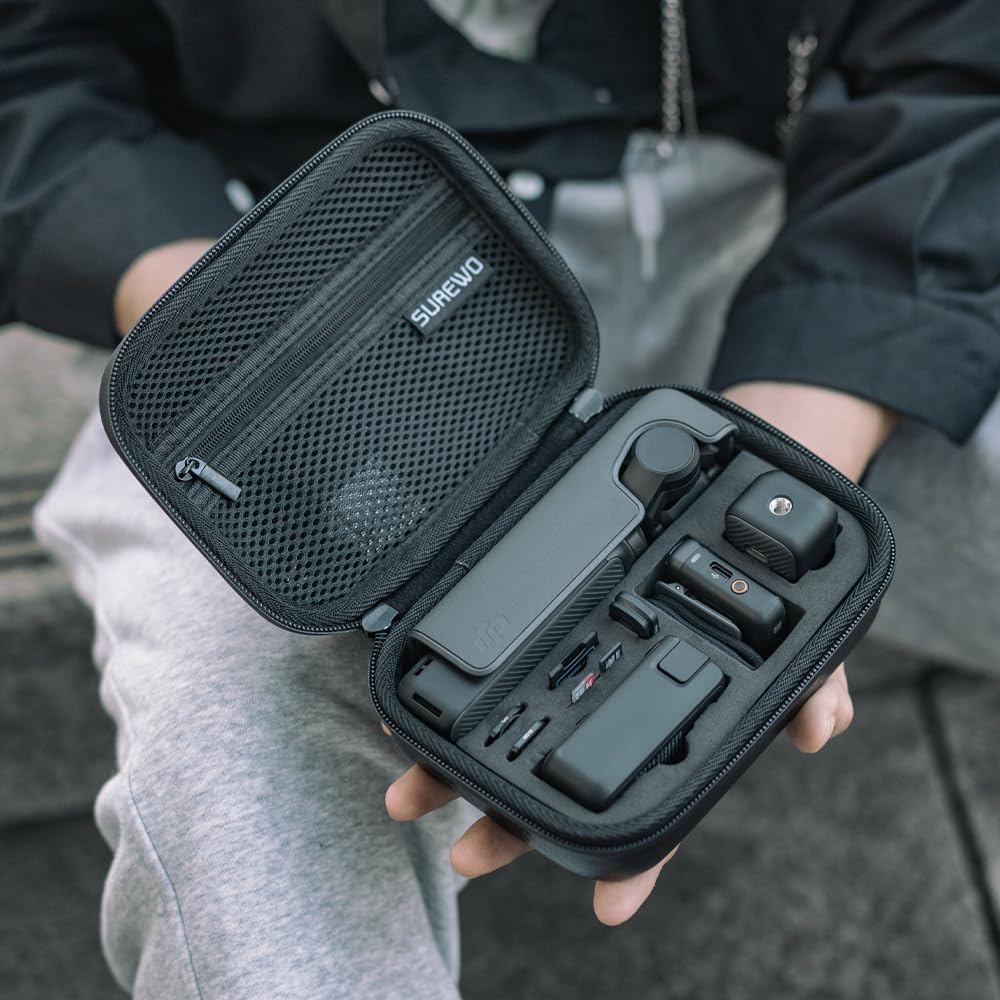 SUREWO Osmo Pocket 3 Mini Case, Portable PU Storage Protective Bag for DJI Osmo Pocket 3 Standard kit and DJI Osmo Pocket 3 Power Expansion Combo Accessories - Image 8