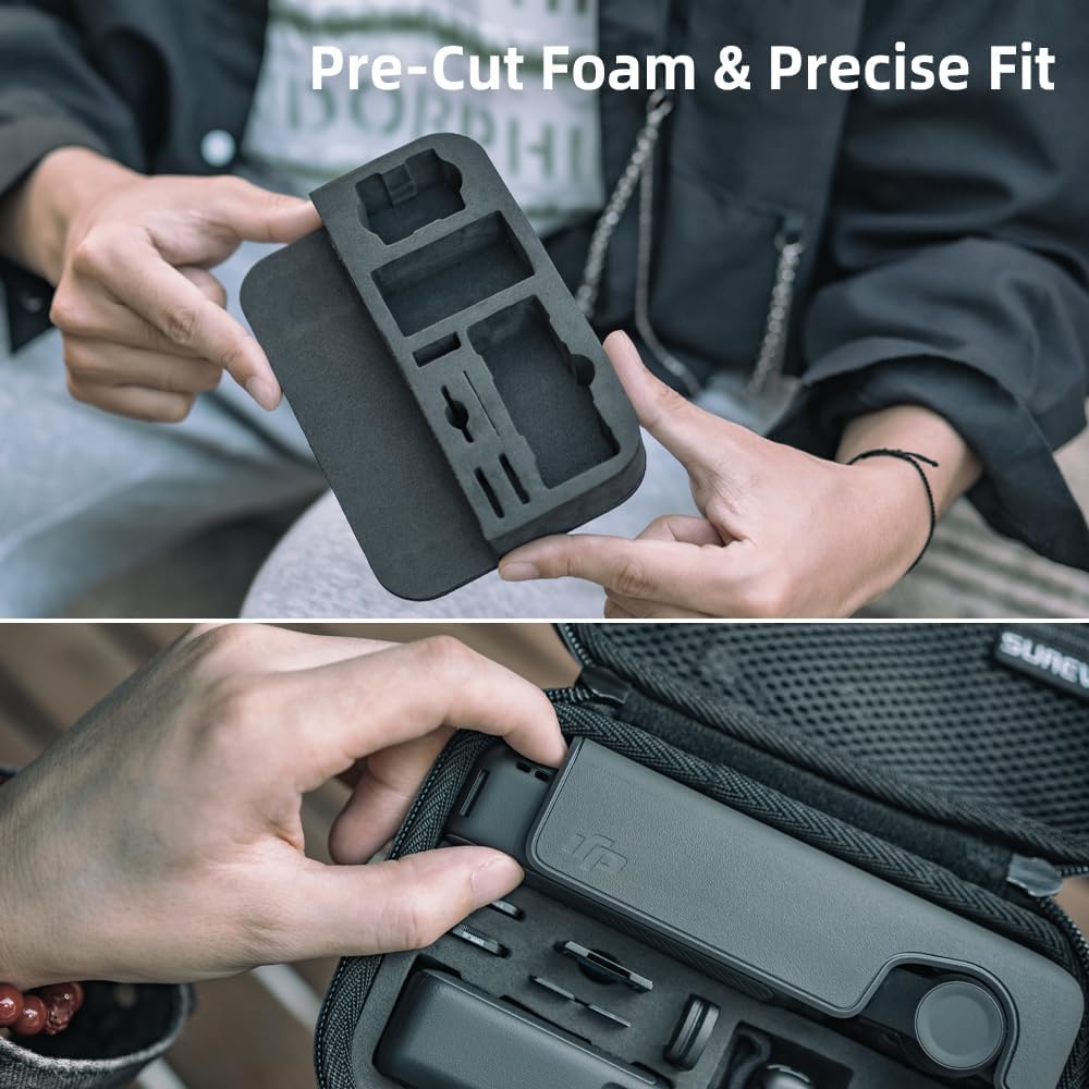 SUREWO Osmo Pocket 3 Mini Case, Portable PU Storage Protective Bag for DJI Osmo Pocket 3 Standard kit and DJI Osmo Pocket 3 Power Expansion Combo Accessories - Image 7