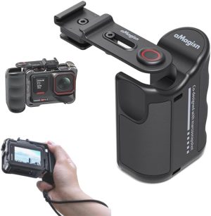 Camera Grip Holder with Shutter Button For Insta360 Ace Pro2/Ace Pro,Extension Bracket Compatible Action 5 Pro/4 and Hero 13 12 11 10 9,Stabilizing Handheld Mount for Vlogging & Action Filming(Black)