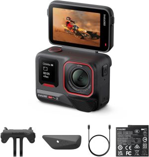 INSTA360 ACE PRO 2 | Dual Battery Bundle | Action Camera, Co-Engineered with Leica, 8K AI-Powered Ultra HD, Advanced Stabilization, Waterproof Design, Compact and Rugged – Black