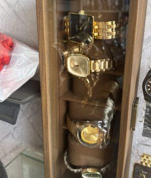The collection primarily features gold-toned and stainless steel watches in various styles @65k each