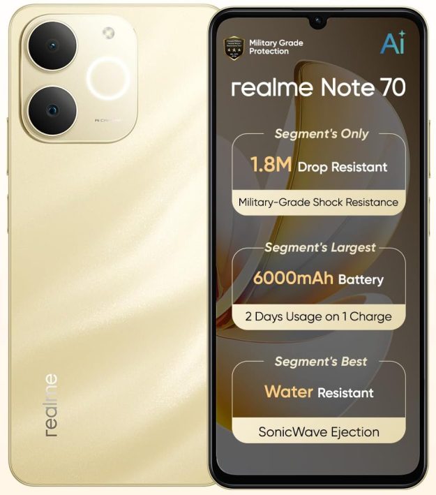 realme Note 70 Dual SIM Beach Gold 4GB RAM 128GB 4G - merchandise