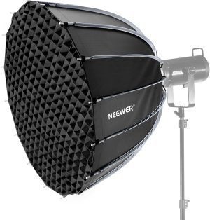 NEEWER 35.4"/90cm Parabolic Softbox Bowens Mount, Quick Release with Diffusers/Grid/Bag for Video Continuous Lighting CB60 CB200B MS60 MS150B Q4 Compatible with Godox Amaran 100x Aputure 600d, NS90P