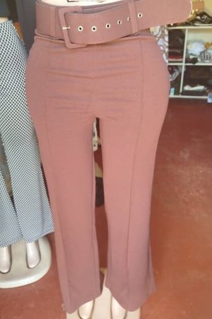 high-waisted belted office pants large